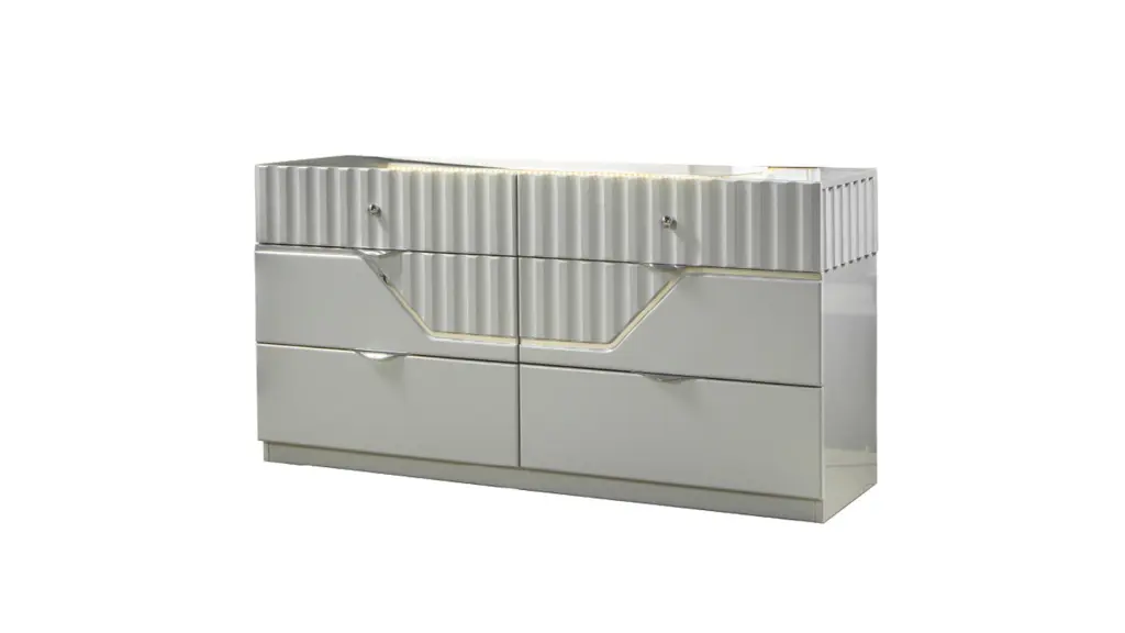 Da Vinci Modern Style 6 Drawer Dresser Made Wood Gray Finish galaxy home furnishings