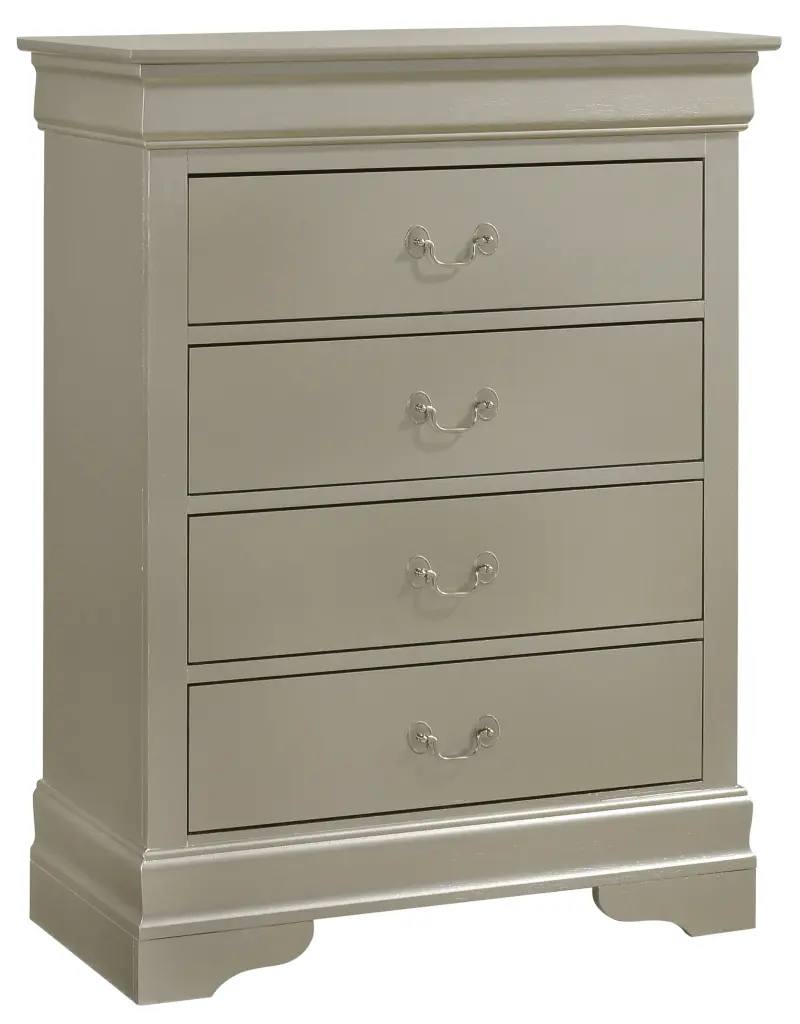 Louis Phillipe G3103 BC 4 Drawer Chest Silver Champagne Finish Dresser glory furniture