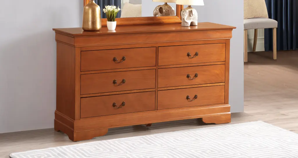 Louis Phillipe G3160 D Dresser Oak Particle Board Mid Century Modern glory furniture