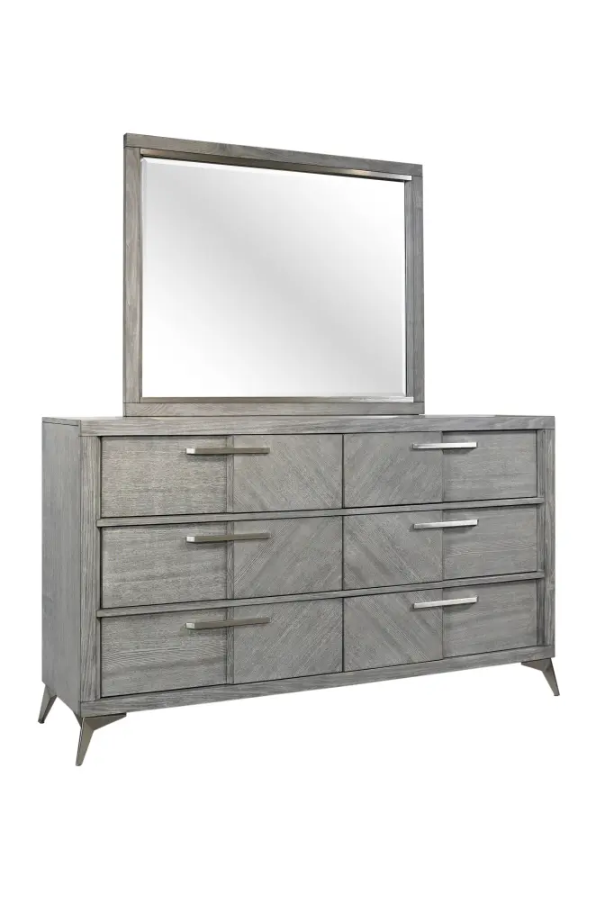 6 Drawer Dresser Gray Book Matched Veneers and Solid Timber MDF ihomefurnishings