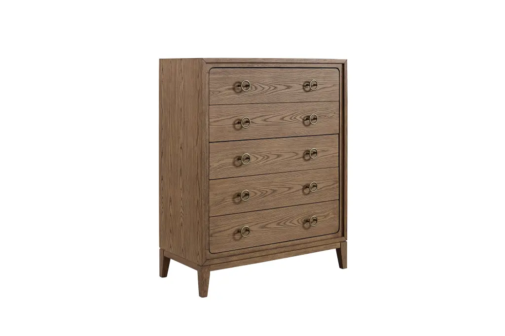5 Drawer Dresser Latte Finish Light Brown Solid Wood Mdf ihomefurnishings