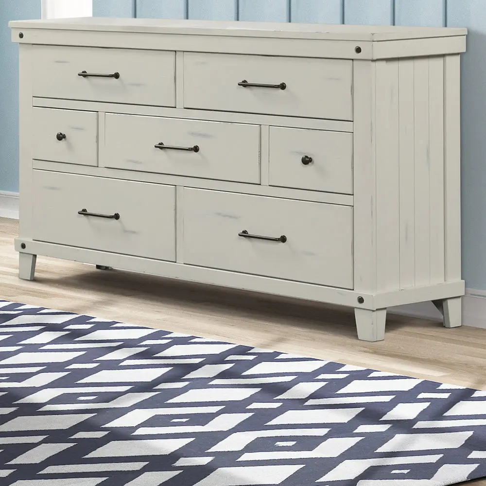 White 7 Drawer Dresser Solid Timber MDF Bedroom Storage ihomefurnishings