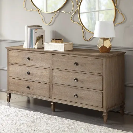 Victoria 6-Drawer Dresser - Natural Solid Wood Bedroom Storage jla
