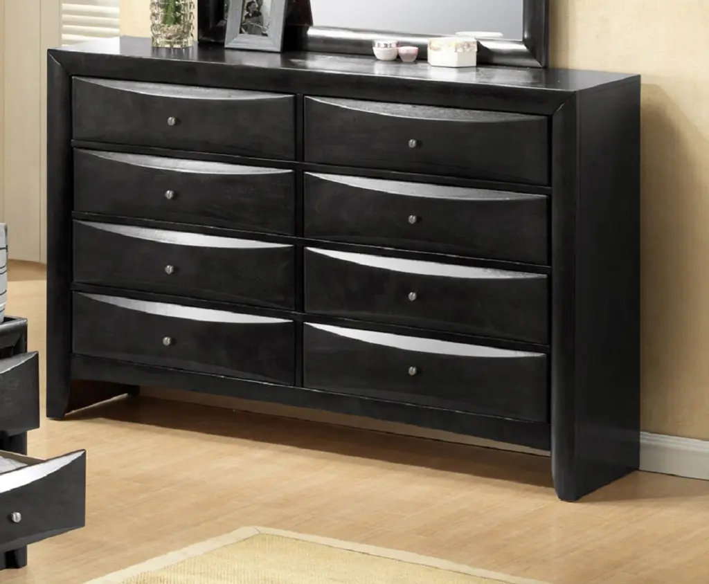 1Pc Contemporary 8 Drawer Dresser Black Finish Solid Timber Bedroom Furniture kanepe
