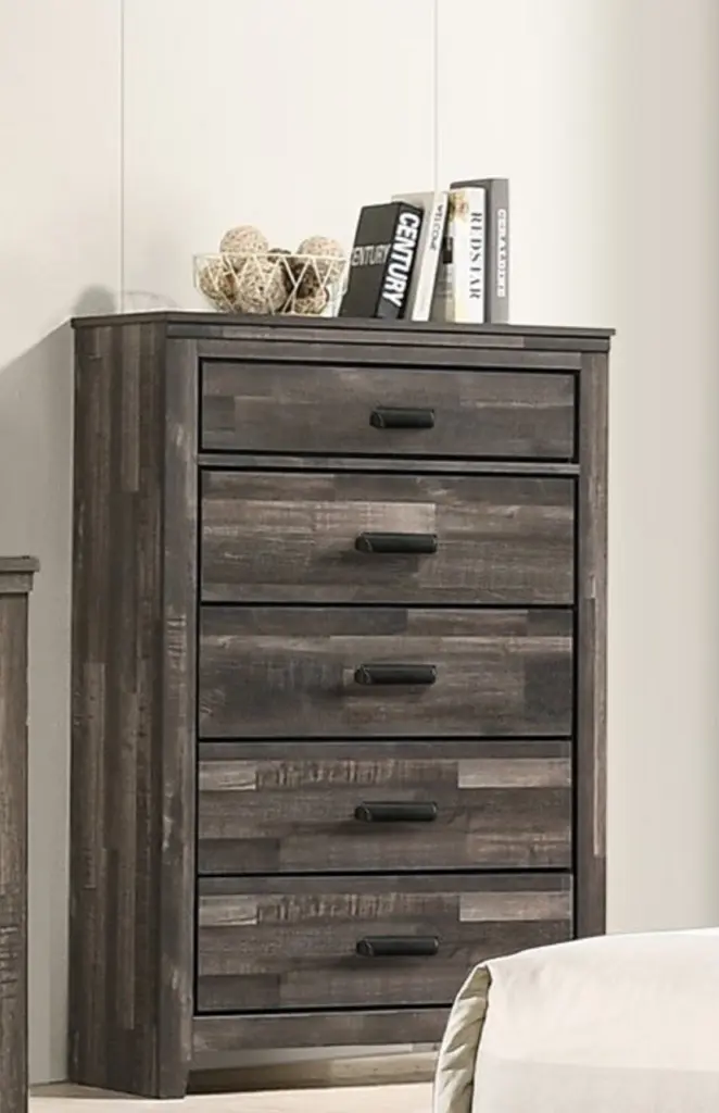 1Pc Rustic Contemporary Brown Finish Five Storage Drawers Timberen Bedroom Dresser kanepe