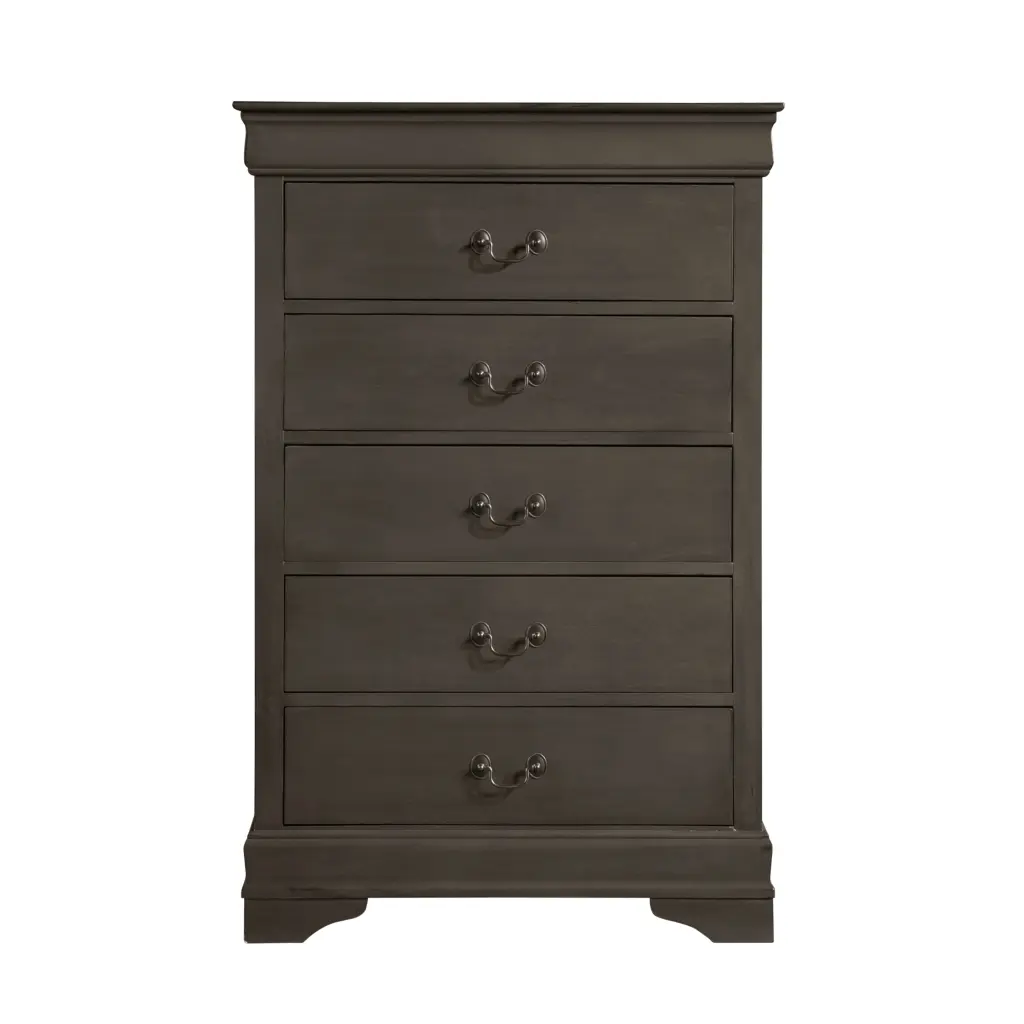 Classic Louis Philippe Style Stained Gray Finish 1Pc Chest 5 Drawers kanepe