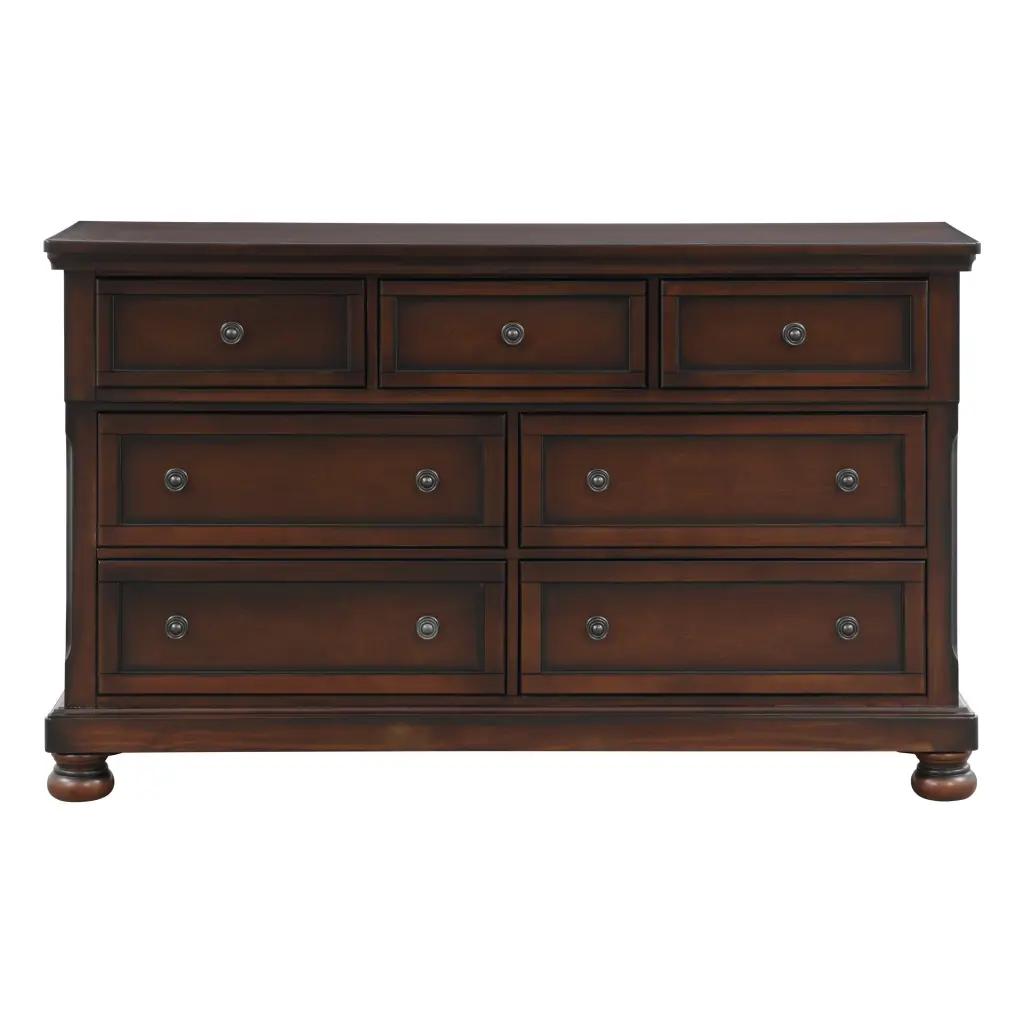 Classic Transitional Dresser 7 Drawers Brown Cherry Finish Birch Veneer kanepe
