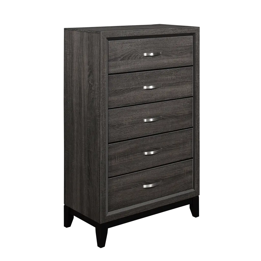 Contemporary Gray Finish Chest Dovetail Drawers Sleek Design kanepe