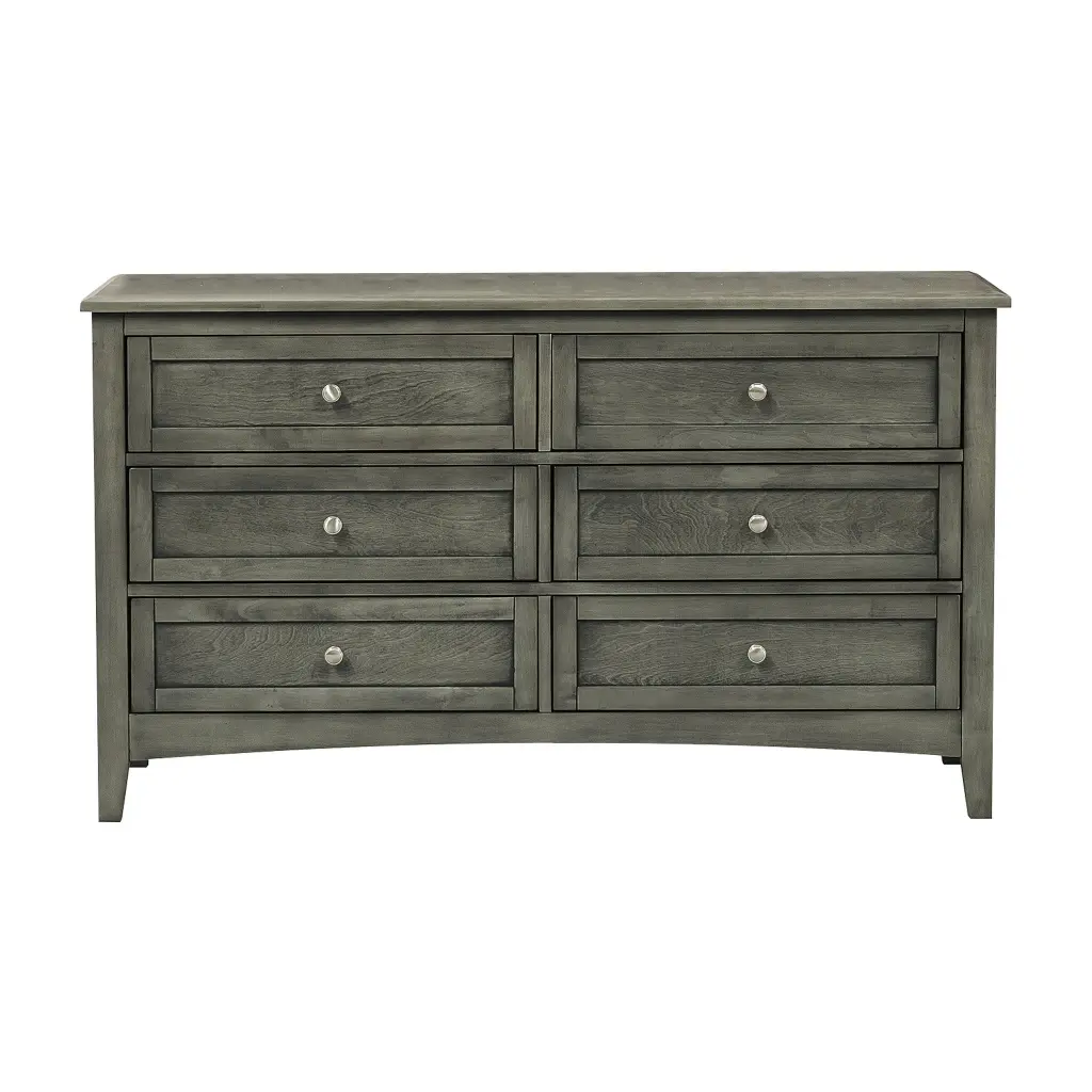 Cool Gray Finish Transitional Style 6-Drawer Dresser Birch Veneer kanepe