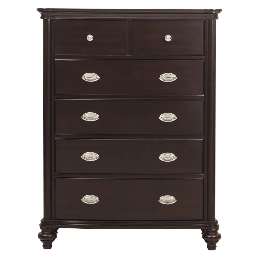 Dark Cherry Finish Wooden Chest 5 Drawers Timeless Design kanepe