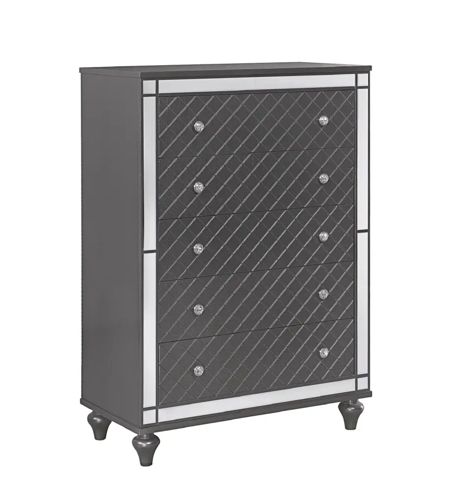 Glam Contemporary Style 5 Drawer Chest Mirror Bedroom Storage kanepe