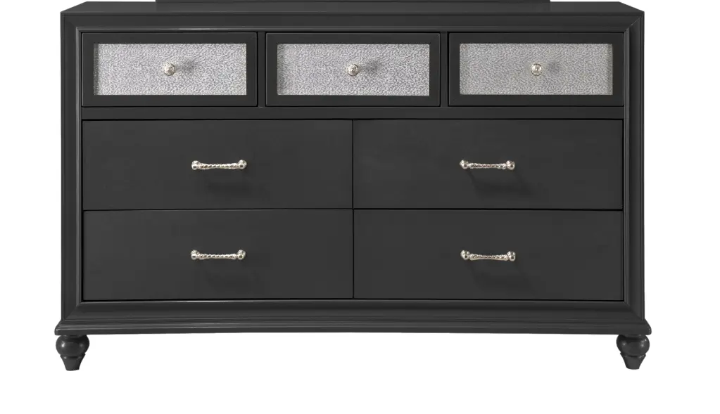 Premium Glam Seven Drawer Bedroom Dresser Two Toned Drawer Black Finish kanepe