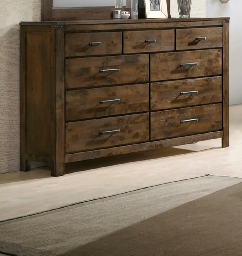 Rustic Industrial Style Brown Seven Drawer Dresser Solid Wood Bedroom Furniture kanepe