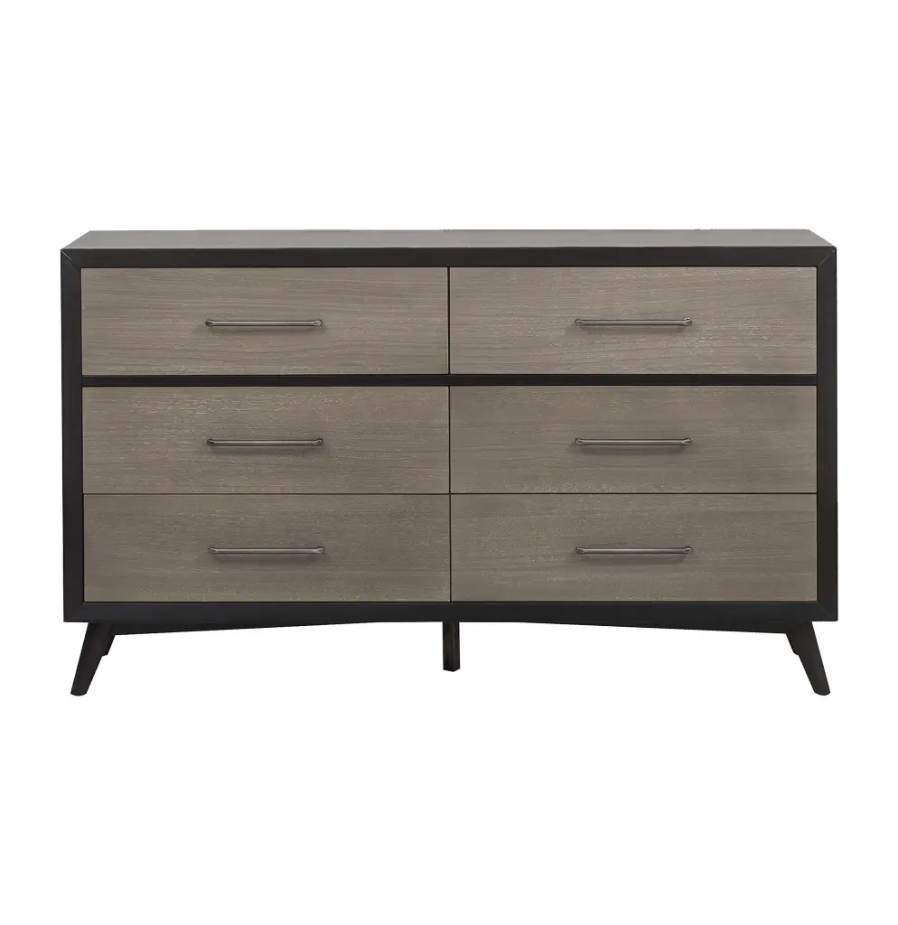 Timeless 6 Drawer Dresser Black Gray Finish Modern Bedroom Storage kanepe