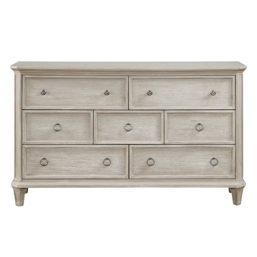 Traditional Light Brown 7 Drawer Dresser Bedroom Decor kanepe