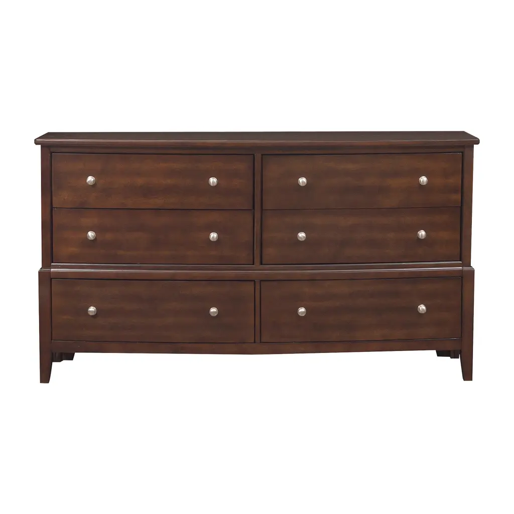 Transitional Style 6 Drawer Dresser Dark Cherry Wood Bedroom Furniture kanepe
