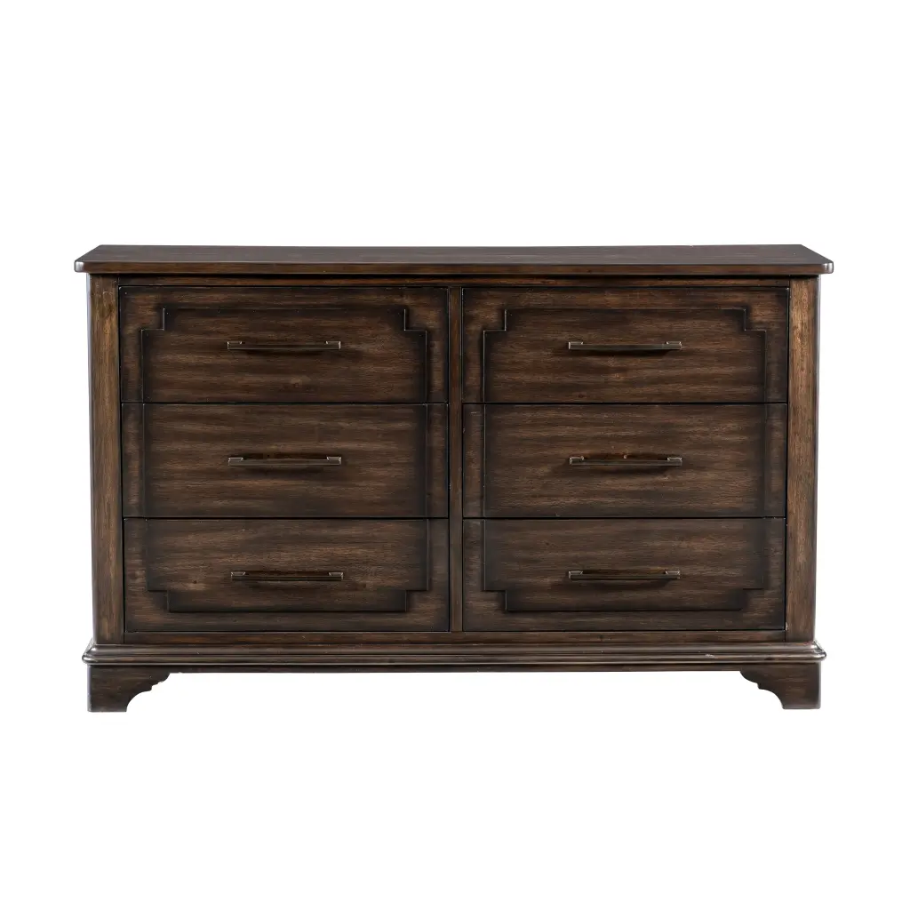Transitional Style Rustic Brown Finish Dresser 6 Drawers kanepe