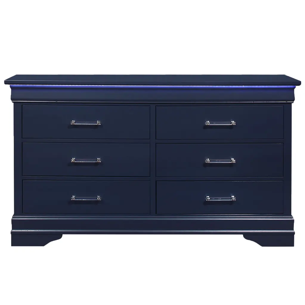 Charleston Blue Dresser LED Lighting Solid Timber MDF Construction luxe modern furniture