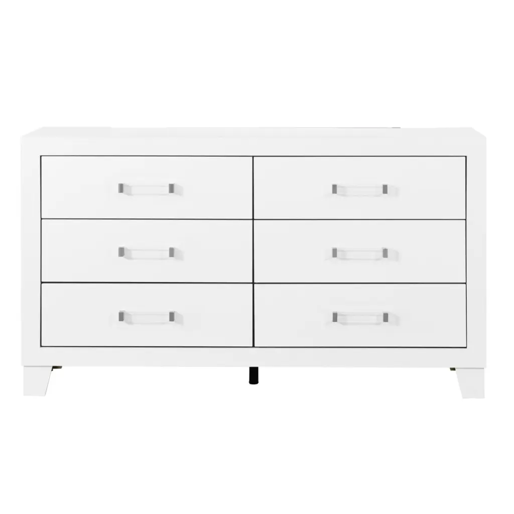 Omoda White Dresser White Elastomer Timber 6-Drawer Storage Cabinet luxe modern furniture