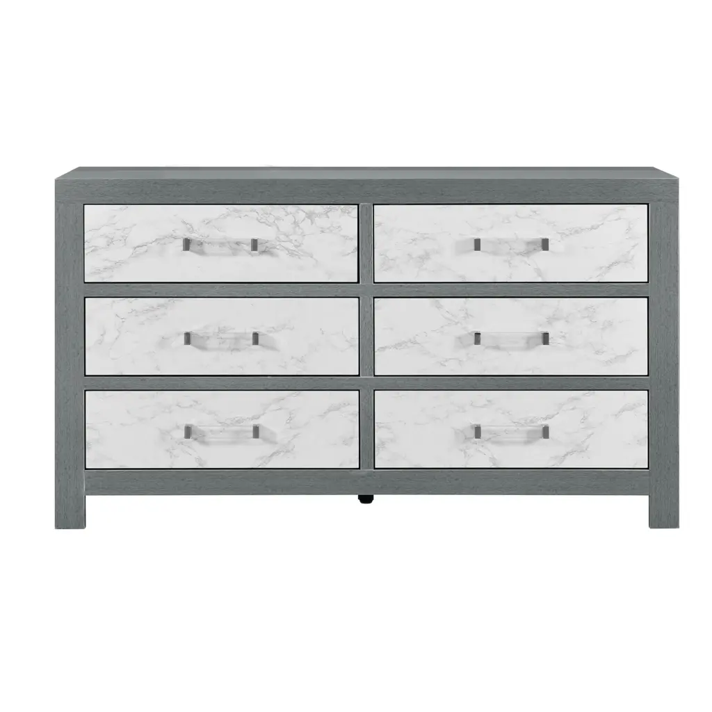 Rush Grey Dresser Solid Timber MDF 6 Drawer Chest luxe modern furniture
