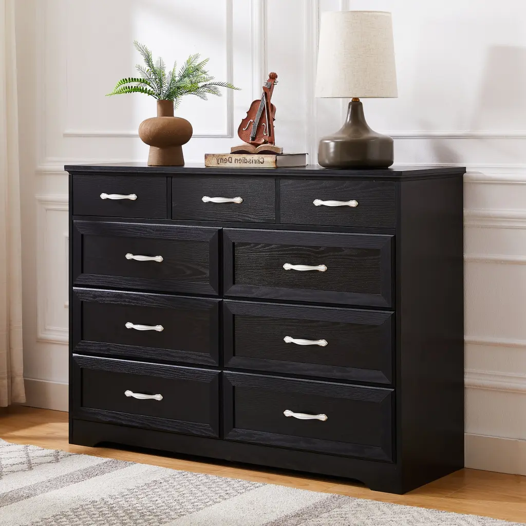 9 Drawer Long Dresser Antique Handles, Wood Chest Bedroom rnb