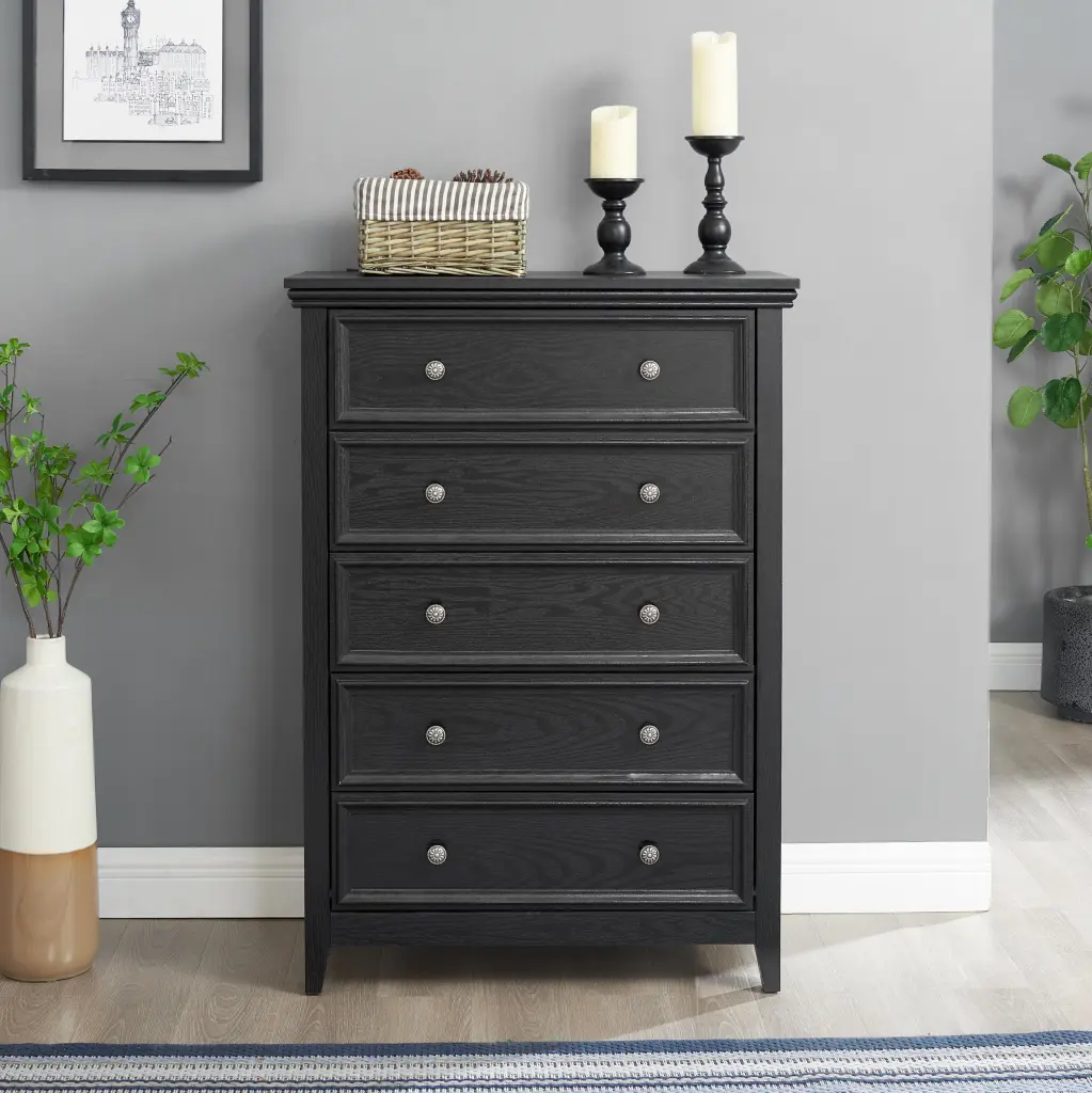 Modern 5 Drawer Dresser Chest Drawers Closet Organizer Bedroom Storage rnb