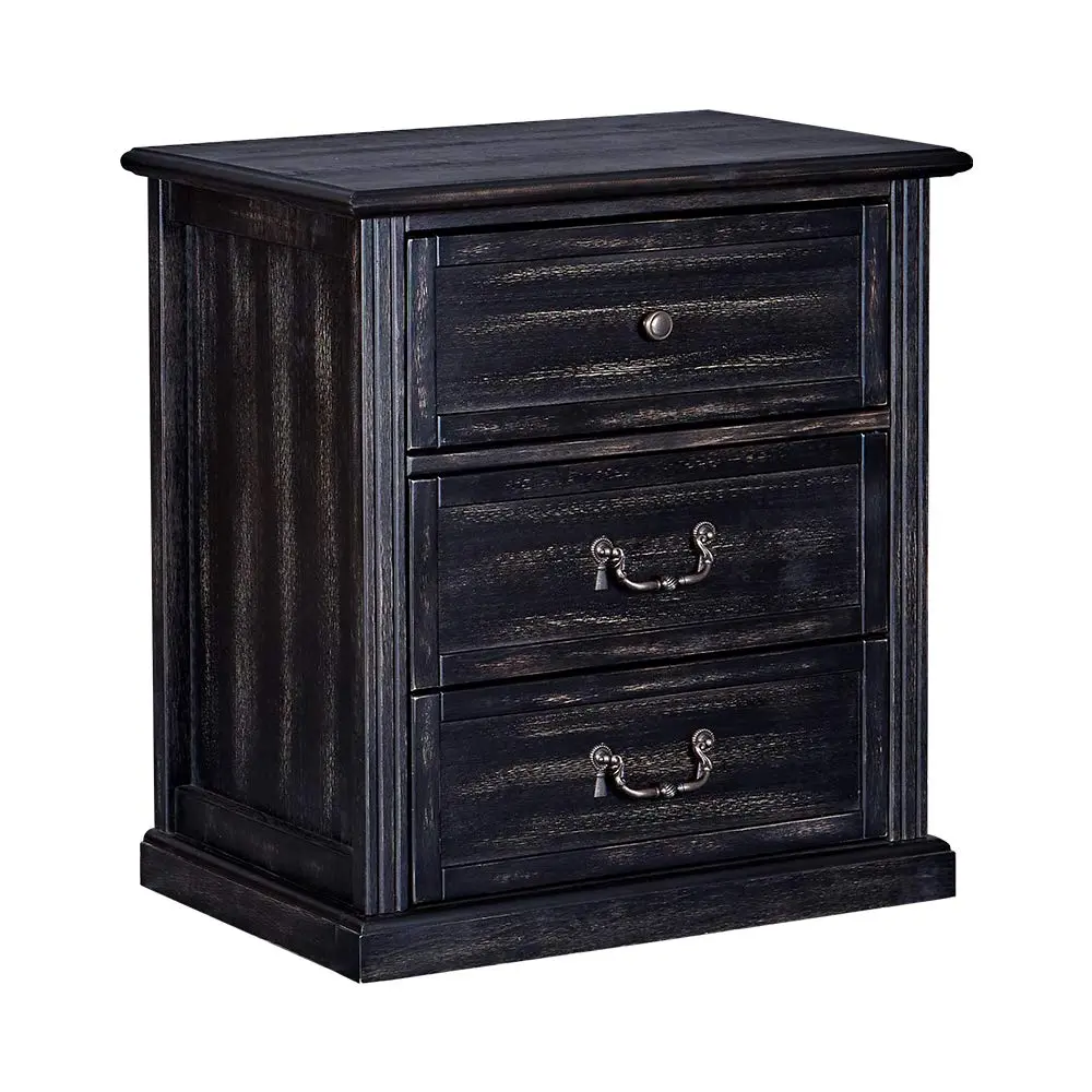 Transitional Style Wooden Dresser Three Spacious Drawers, Black Finish royal hampton