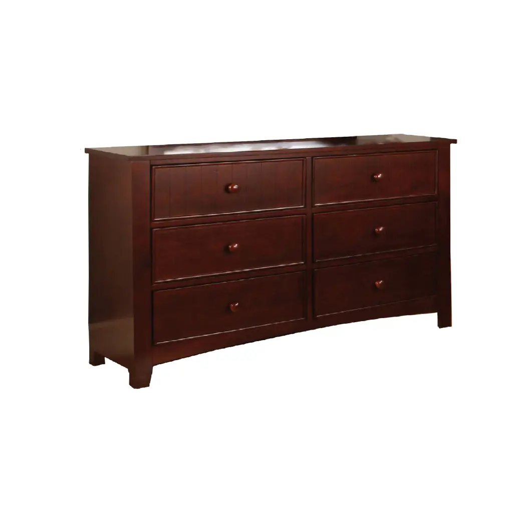 Wooden Gown 6 Drawers and Chamfered Legs Cherry Brown royal hampton