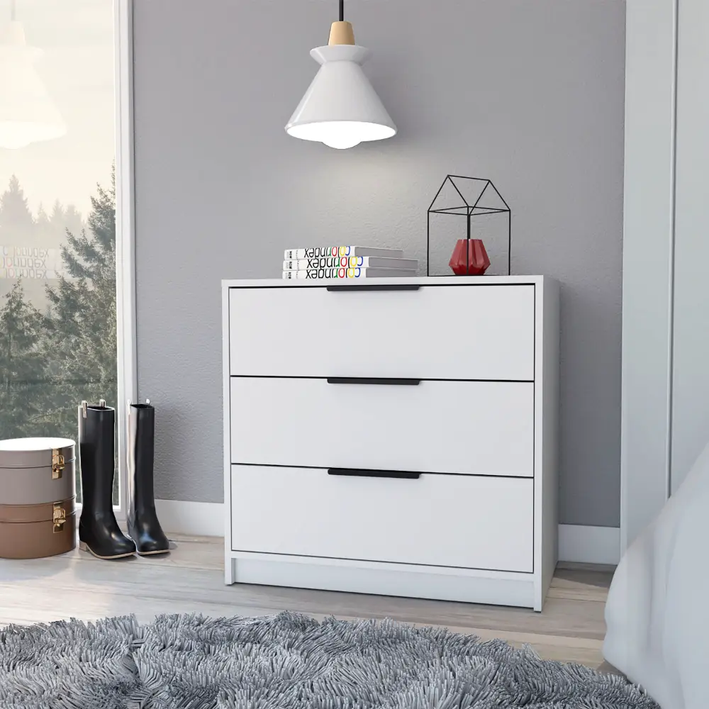 Gown Dresser 27"H 3 Drawers High-quality Top White Particle Board rta mubles colombia
