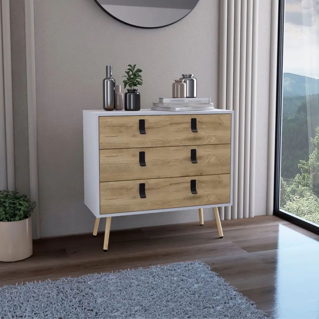 Kimball 3 Drawer Dresser Modern Stylish Storage Wooden Legs Multicolor rta muebles colombia