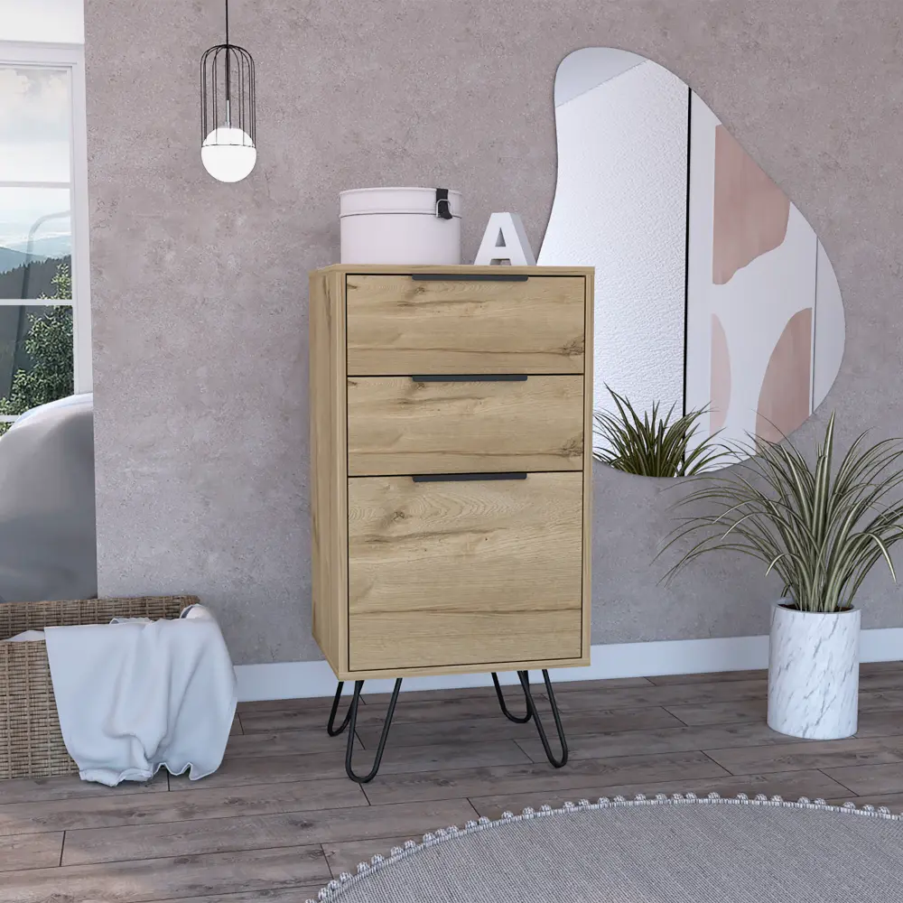 Light Dresser 35 Inch High 17 Inch Wide High Quality Top Three Drawers Hairpin Legs rta muebles colombia