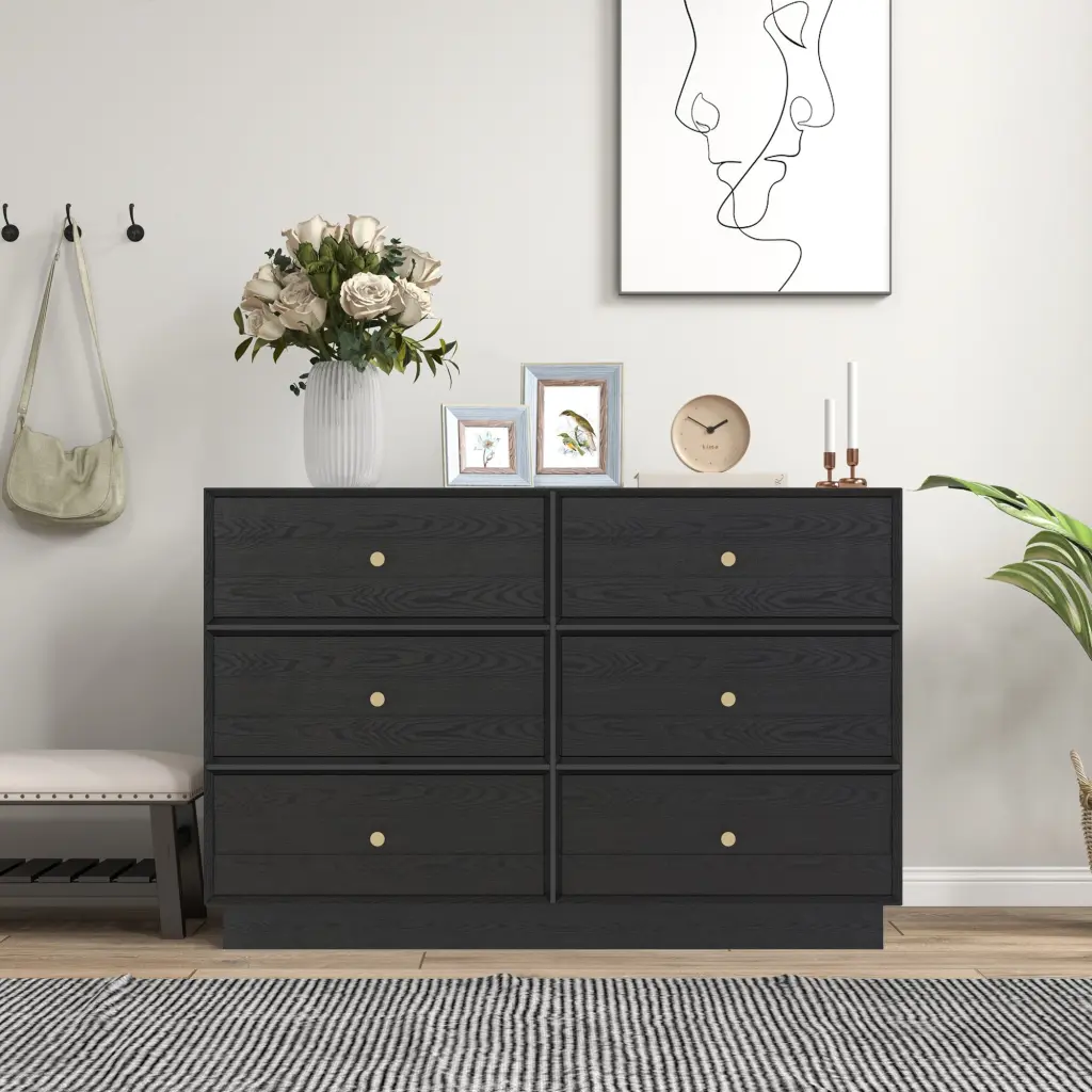 6 Drawer Dresser Modern Closet Chest Drawers Crystal Handles tradeber