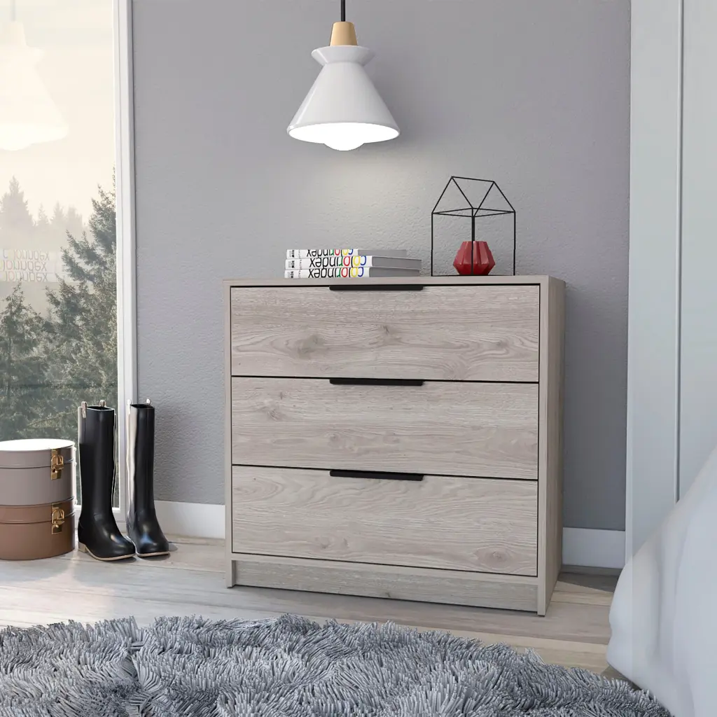 3 Drawer Dresser Maryland High Quality Light Gray Finish treevol furniture