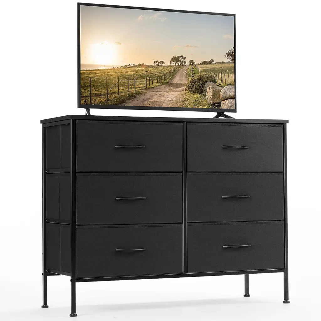 Sweetcrispy 6 Drawer Wide Dresser Bedroom Material Storage Unit w2201
