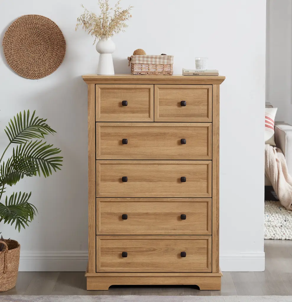 6 Drawer Dresser Tall Chest Drawers Closet Organizer wande furniture