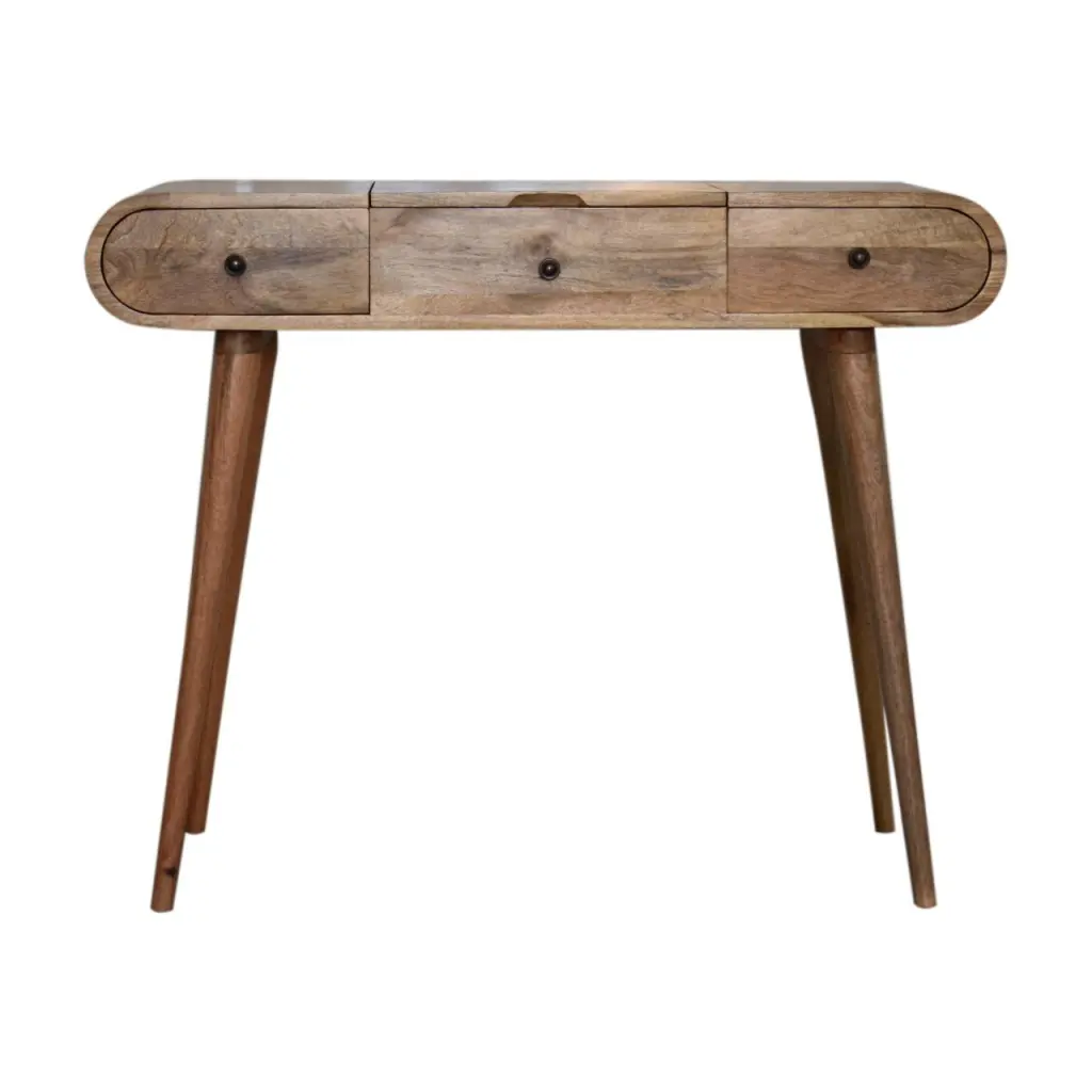Oak Round Dressing Table Solid Wood Vanity Mirror artisan furniture