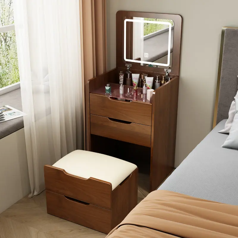 Walnut 3 1 Vanity Desk Flip Top Mirror Small Make Up Vanity Set eheng