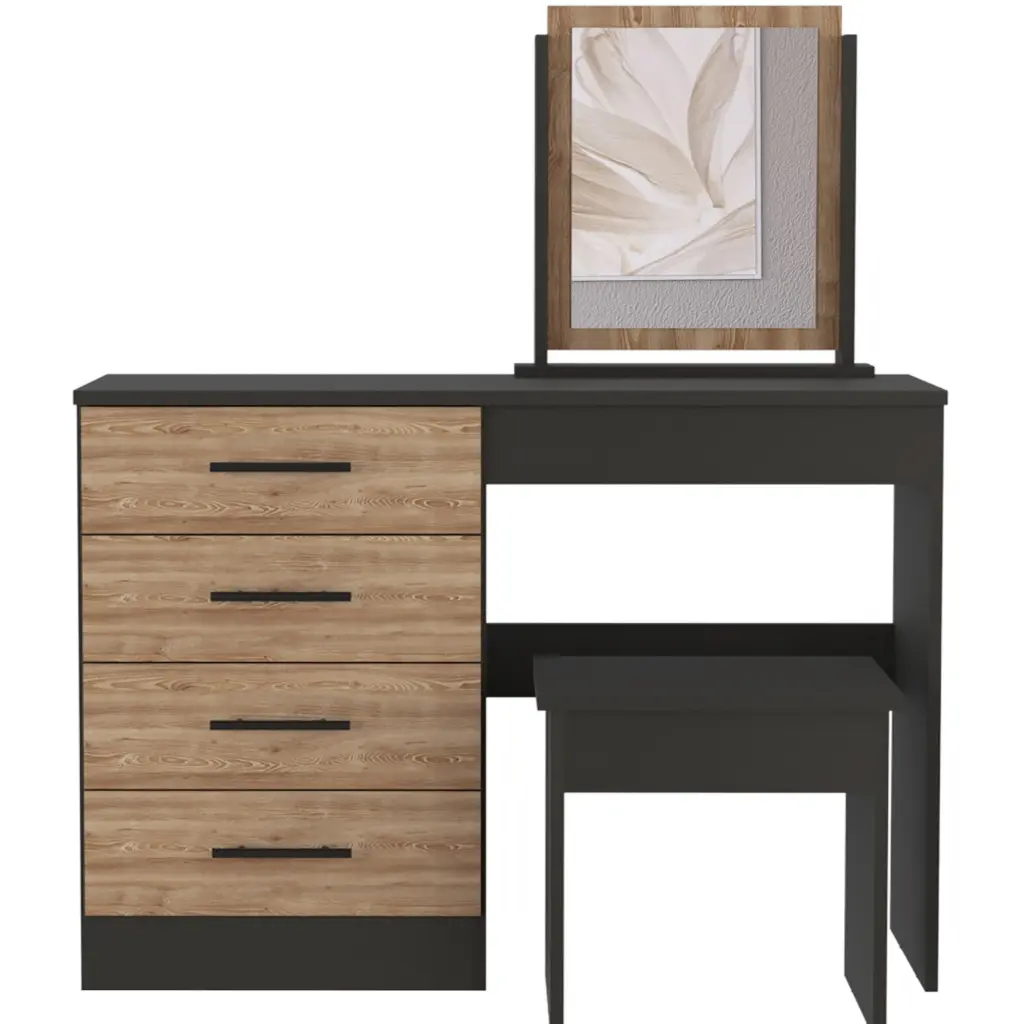 Roxx Black Pine Multicolor Particle Board Cosmetics Dressing Table Bedroom treevol furniture