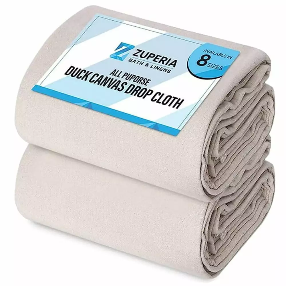 Pure Cotton Canvas Drop Cloth 4x5 Feet Pack 2 Heavy Duty Painters Cloth Furniture and Floor Protection 12