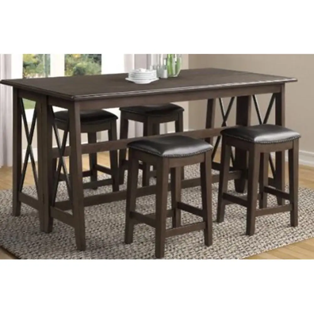 Dark Brown Drop Leaf Table 4 Stools Wooden Dining Set ihomefurnishings
