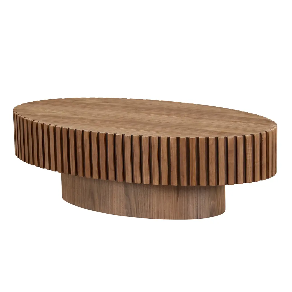 Modern Handcraft Drum Coffee Table 43.7 Inch Ellipse Living Room Center Table justone