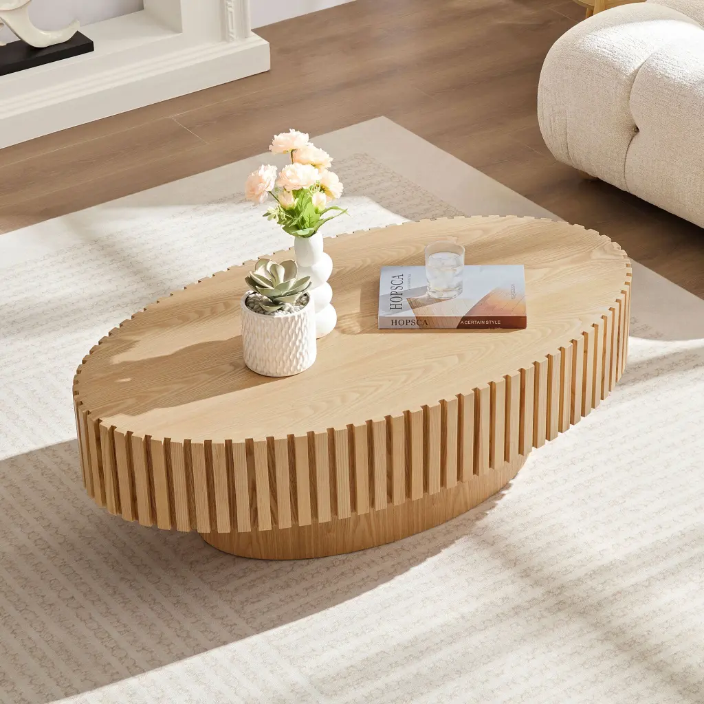 Modern Handcraft Drum Coffee Table 43.7 Inch Ellipse Design justone