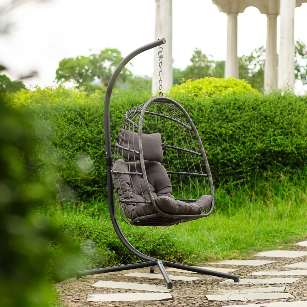 Outdoor Patio Wicker Hanging Chair Swing Egg Chair UV Resistant sfl store-w349