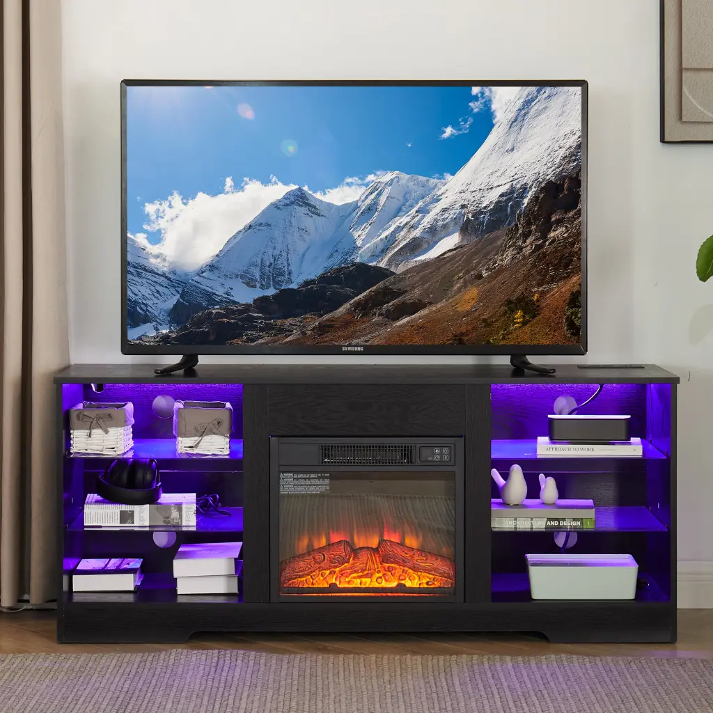 TV Stand Electric Fireplace Crystal Shelves 3D Fireplace TV Stand yilong furniture