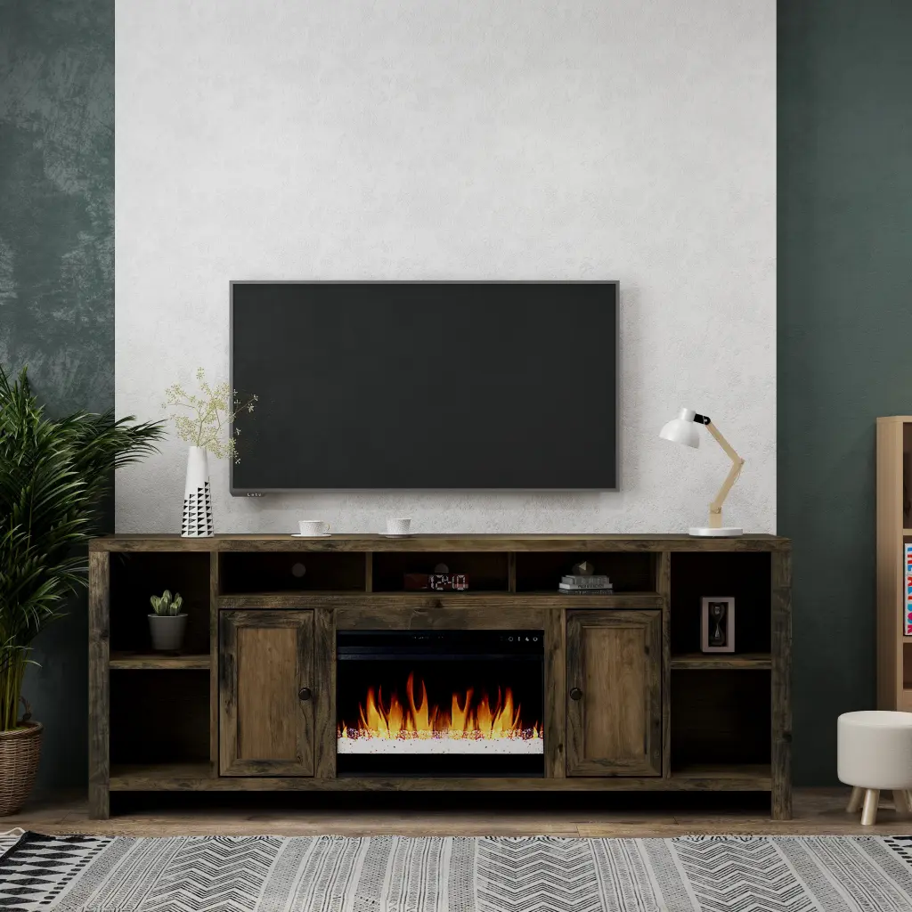 Joshua Creek 84 Inch Electric Fireplace TV Stand TVs Up To 95 Inch bridgevine home