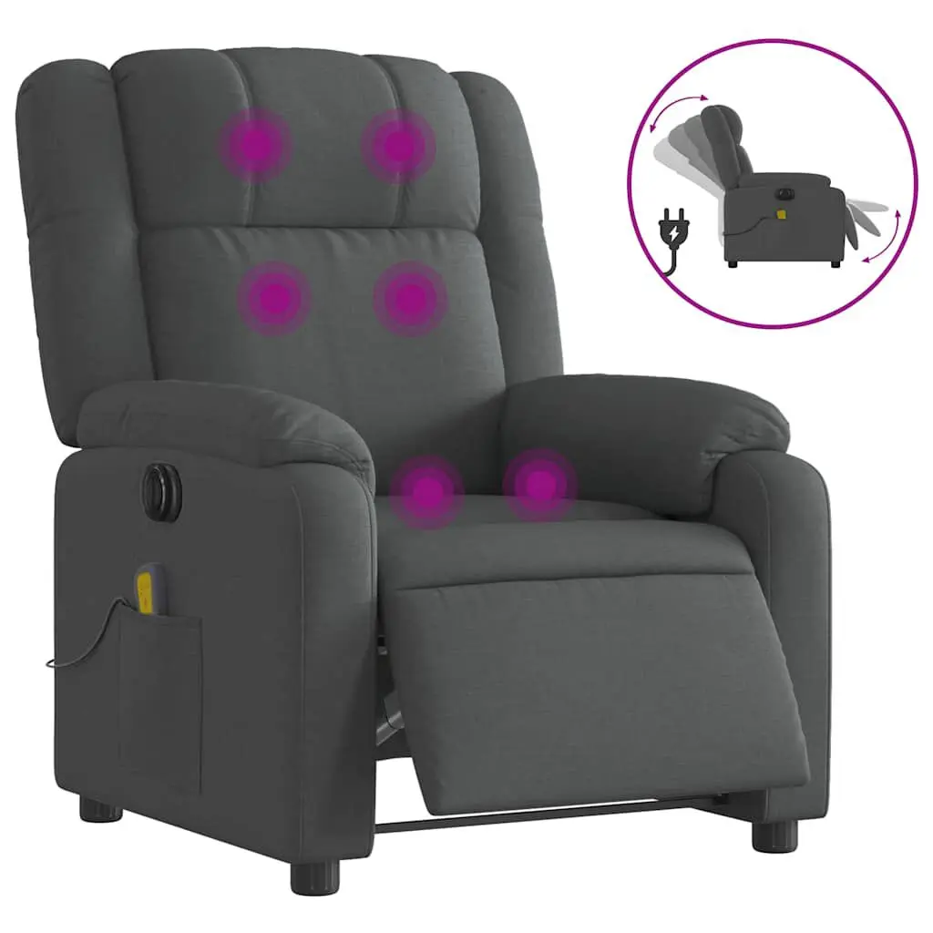 Electric Massage Recliner Chair Dark Gray Fabric Multiple Massage Modes