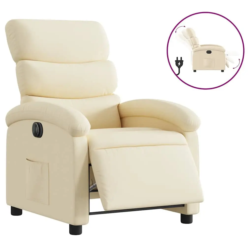 Electric Recliner Chair Cream Fabric Power Lift Living Room Recliner