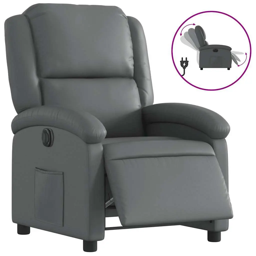 Electric Recliner Chair Gray Faux Leather Power Lift Massage Sofa