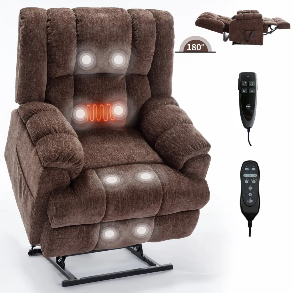 Dual Motor Heat Massage Infinite Position Up To 350 Lbs Electric Power Recliner rnb