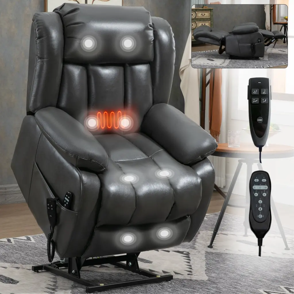 Dual Motor Infinite Position Electric Lift Recliner Chair Up To 350 Lbs Medium Grey rnb